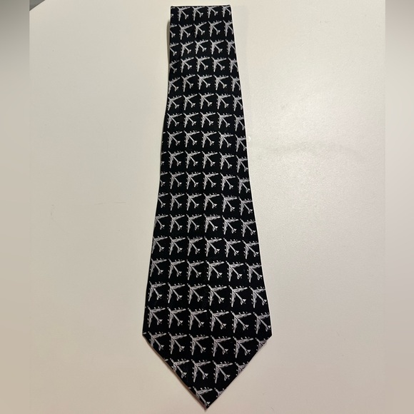 Nicole Miller Other - Nicole Miller Silk Tie 1997 Airplane Print Black White Vintage Novelty Hand Sewn